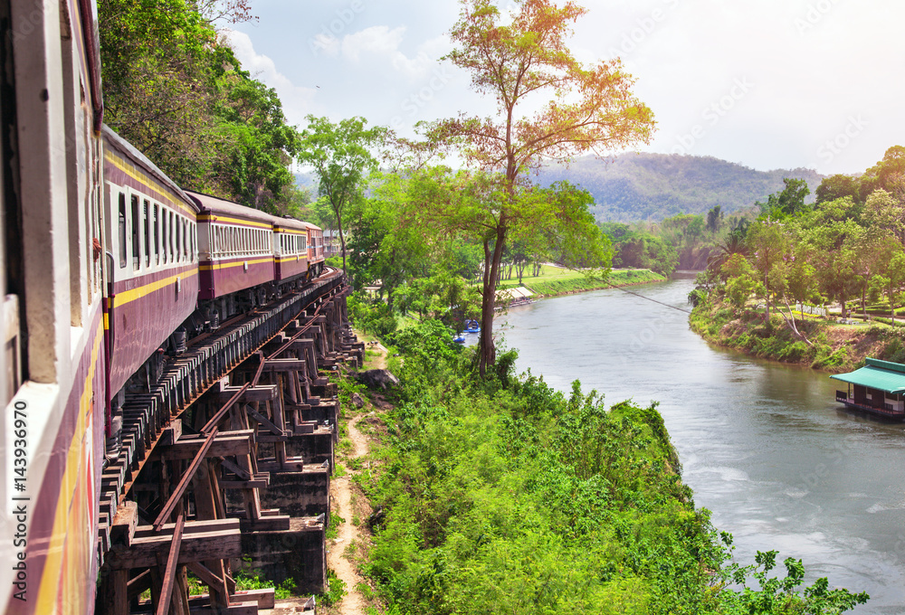 Train on Wang Pho Viaduct, Death Railway, Kanchanaburi, Thailand Train on Wang Pho Viaduct, Death Railway, Kanchanaburi, Thailand