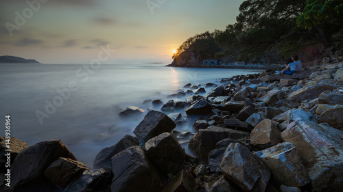 Couple enjoying sunset together