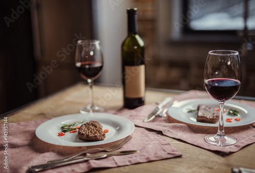 Red wine and steaks