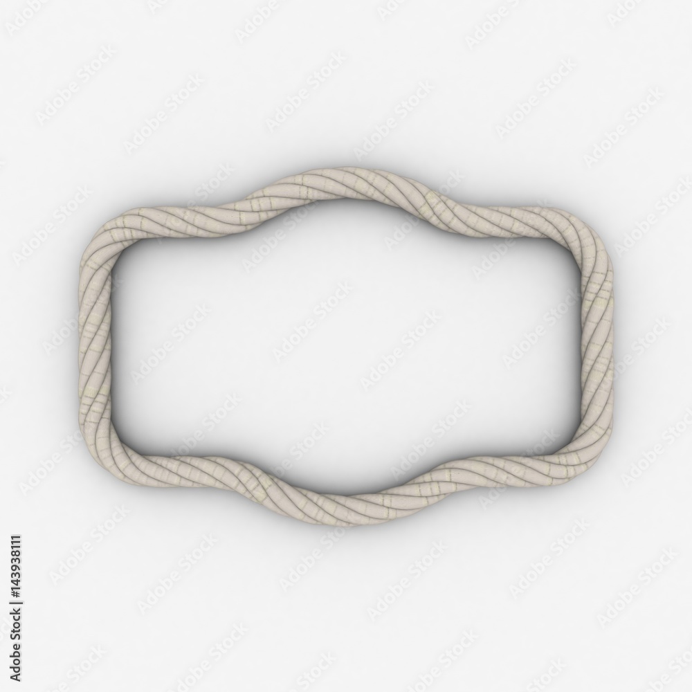 Rope frame in abstract form. Isolated on white background.3D rendering illustration.
