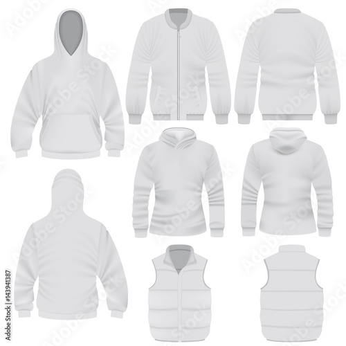 Warm clothes mockup set, realistic style