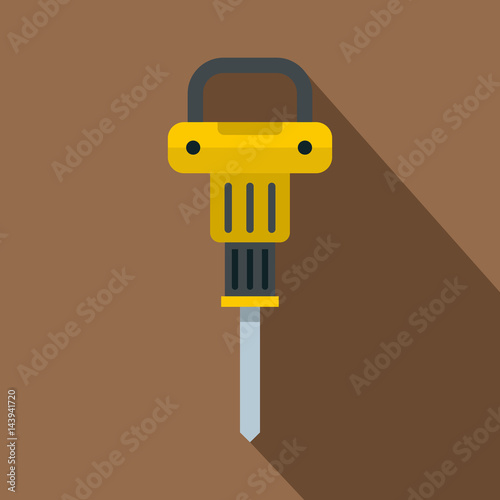 Pneumatic hammer icon, flat style