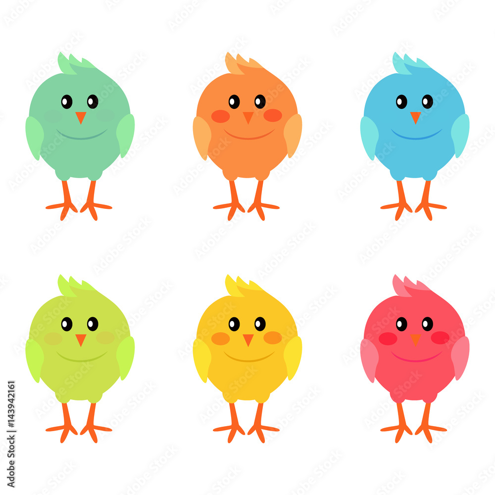 Cute Easter Spring Chickens Isolated Illustration Cute Easter Spring Chickens Isolated Illustration