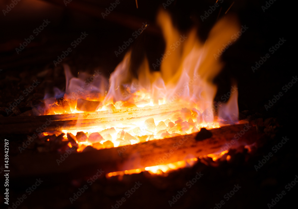 Making of horseshoe. Hot horseshoe in forge. Making of horseshoe. Hot horseshoe in forge.