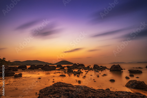 abstract seascape with smooth water in twilight time - can use to display or montage on product