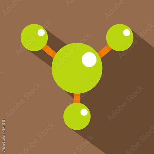 Abstract green molecules icon, flat style