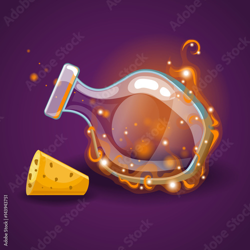 Empty bottles of potions with magic smoke