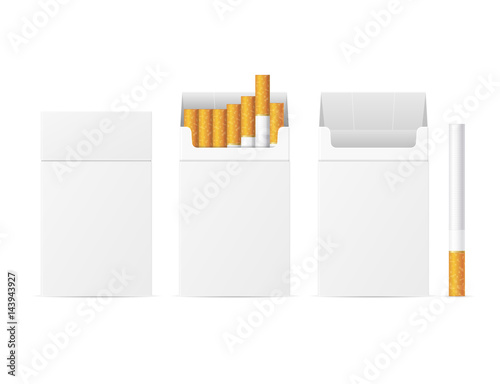 Realistic Template Blank White Cigarette Pack. Vector