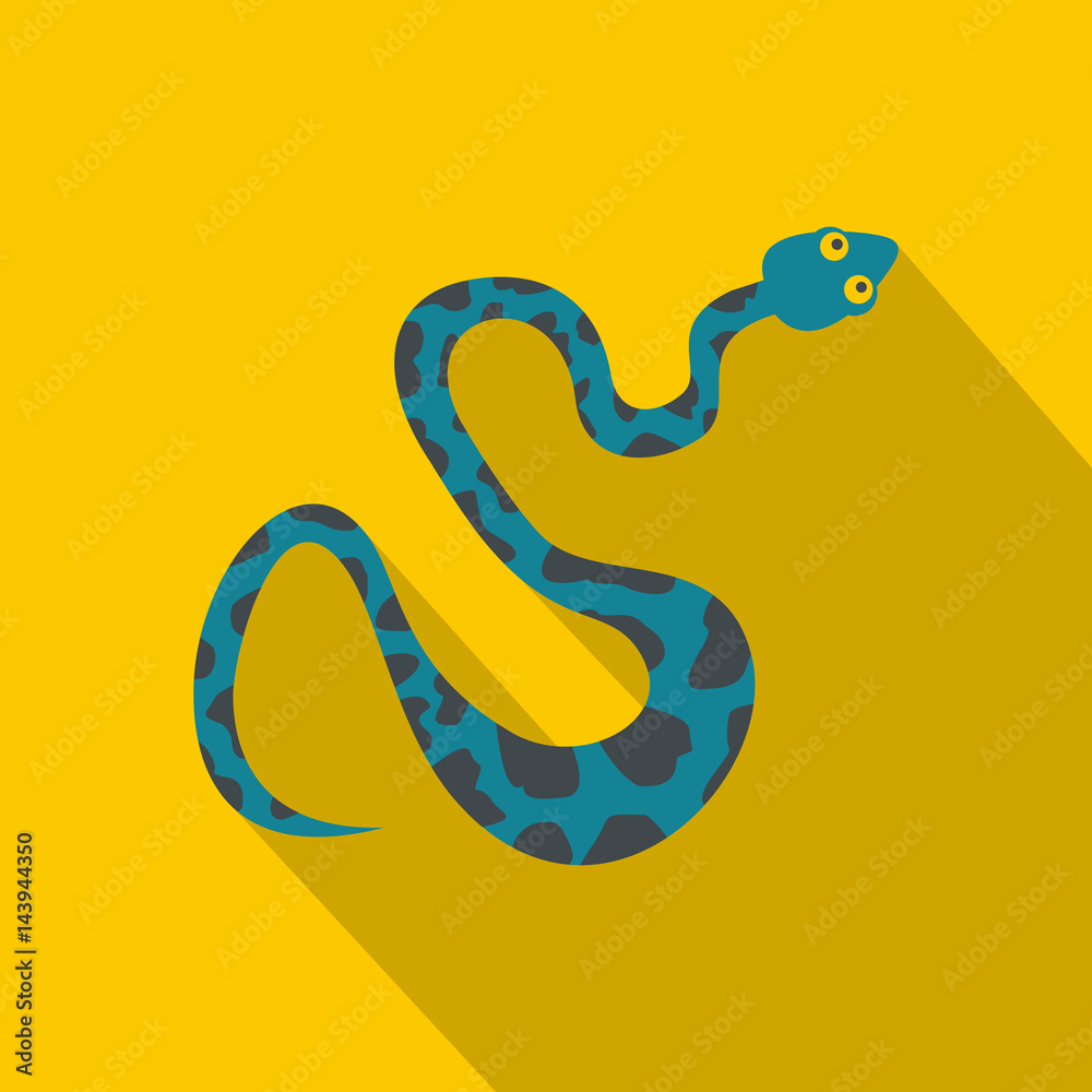 Fototapeta premium Blue snake with spots icon, flat style