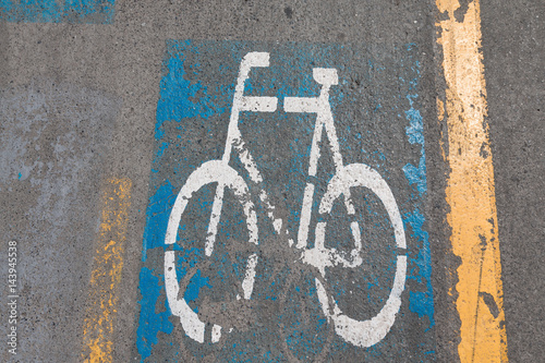 asphalt sign, bicycle