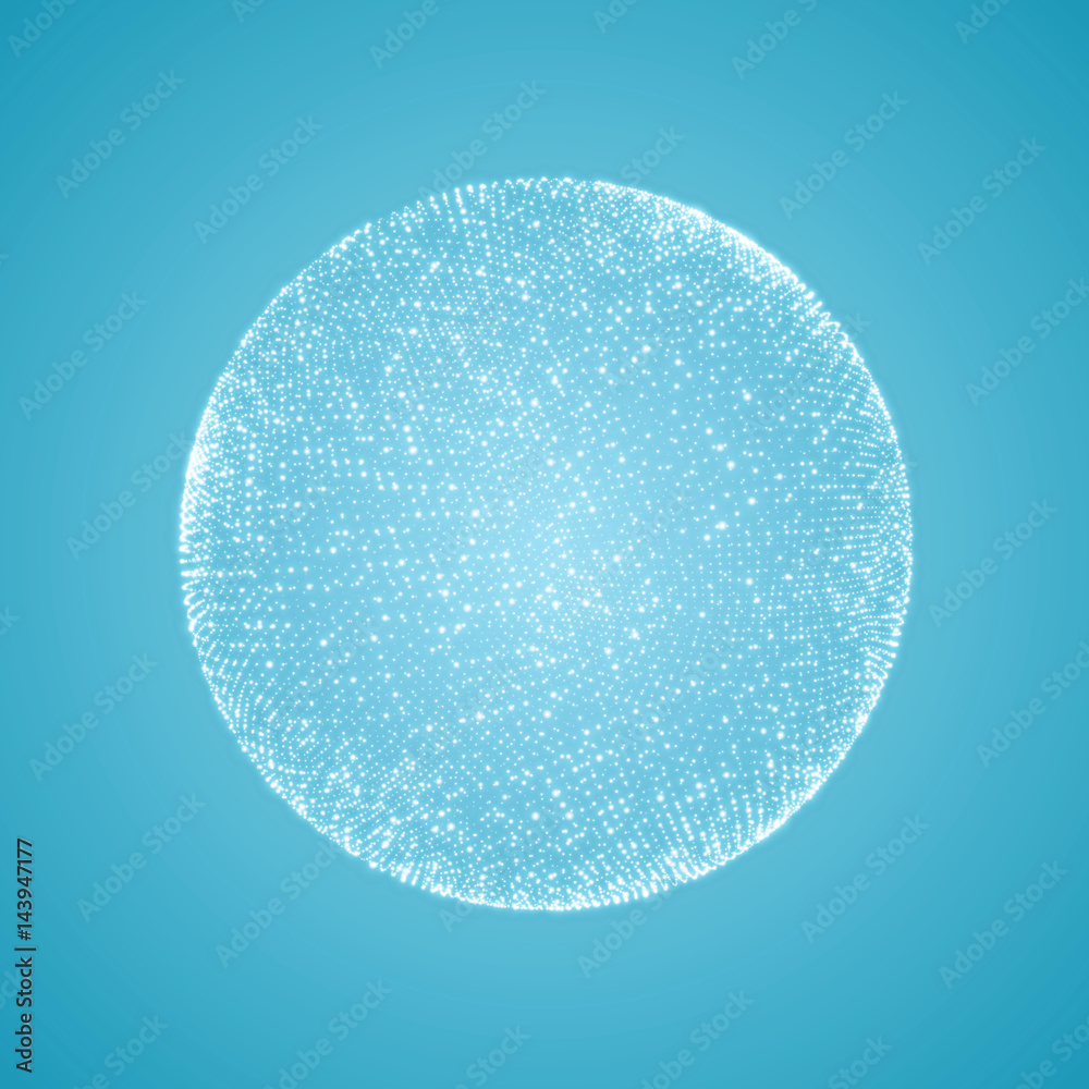 The Sphere Consisting of Points. Global Digital Connections. 3D Technology Style.