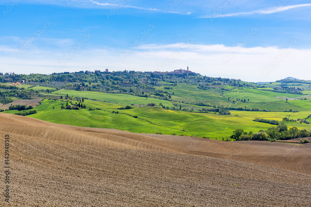 Rural landscape view in spring in Tuscany, Italy