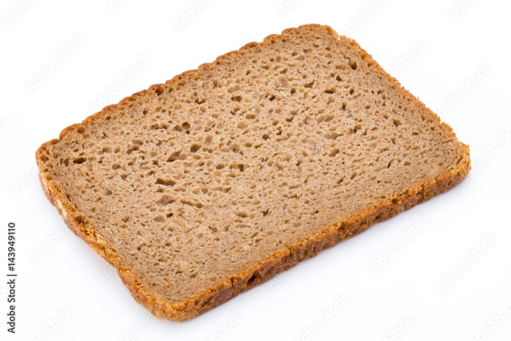 Slices of rye bread isolated on white background.