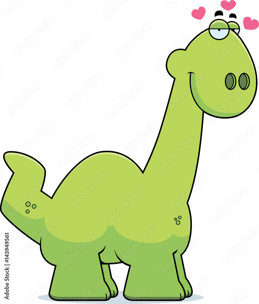 Naklejka premium Cartoon Apatosaurus in Love