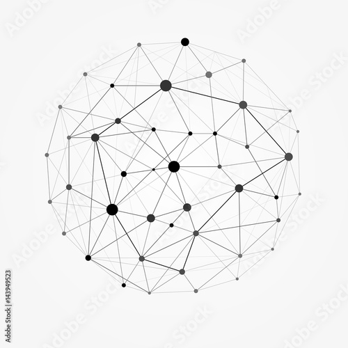 Wireframe mesh polygonal sphere. Network line, design sphere, dot and structure illustration