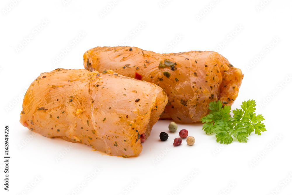 Chiken meat rolls isolated on the white background. Chiken meat rolls isolated on the white background.