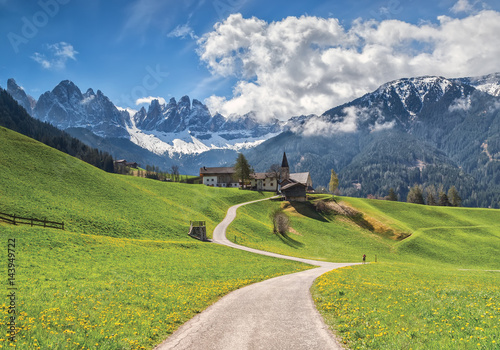 santa maddalena,  church, Odle,south tirol, Italy photo