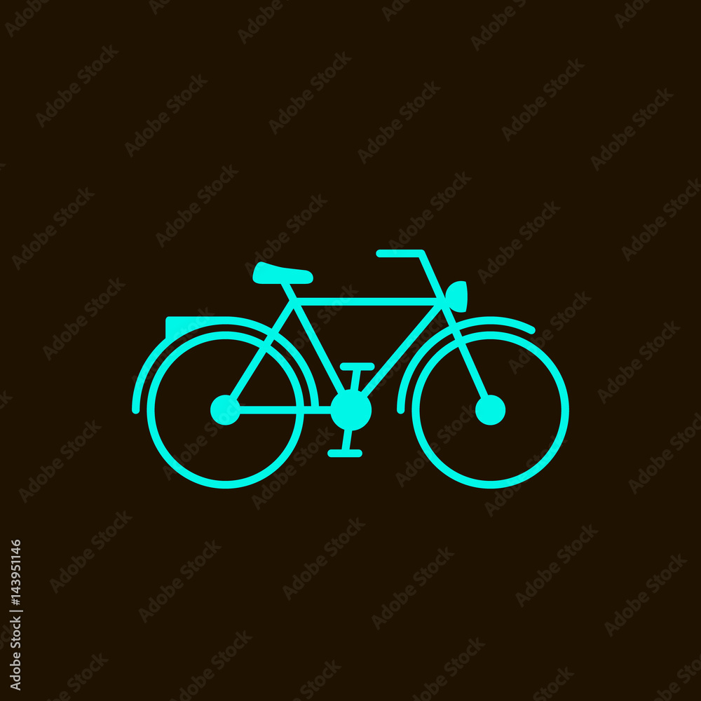 Bicycle line icon on dark background. Vector illustration. Bicycle line icon on dark background. Vector illustration.