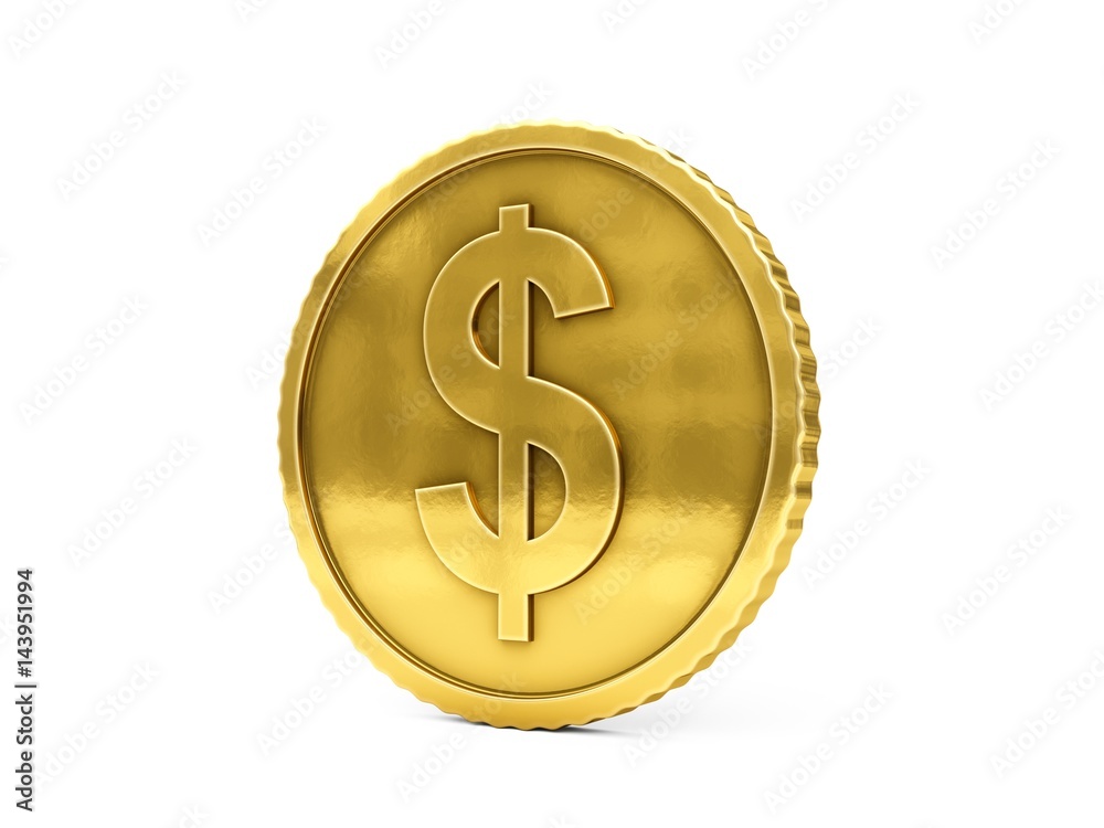 3D rendering gold coin on white background 3D rendering gold coin on white background