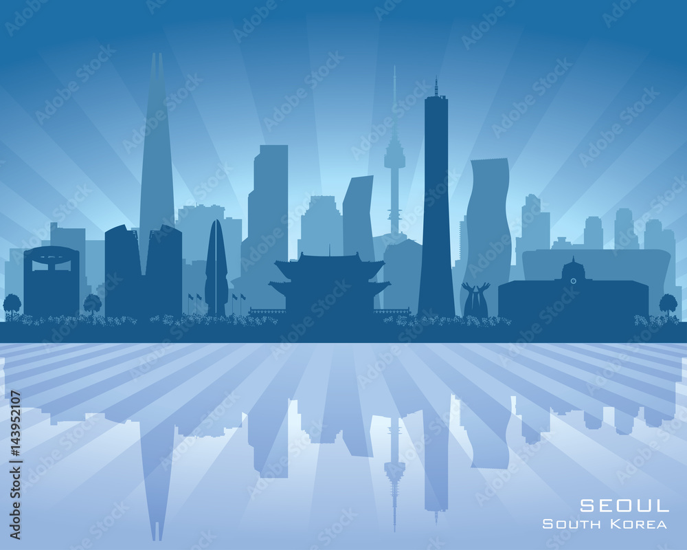 Seoul South Korea city skyline vector silhouette