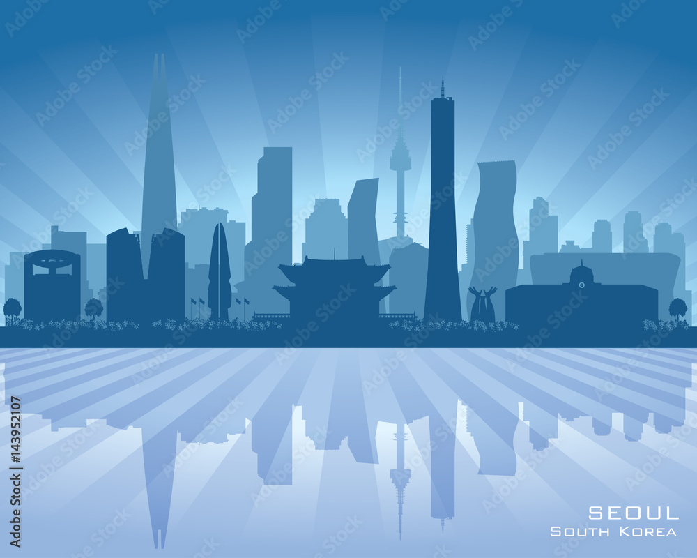 Fototapeta premium Seoul South Korea city skyline vector silhouette