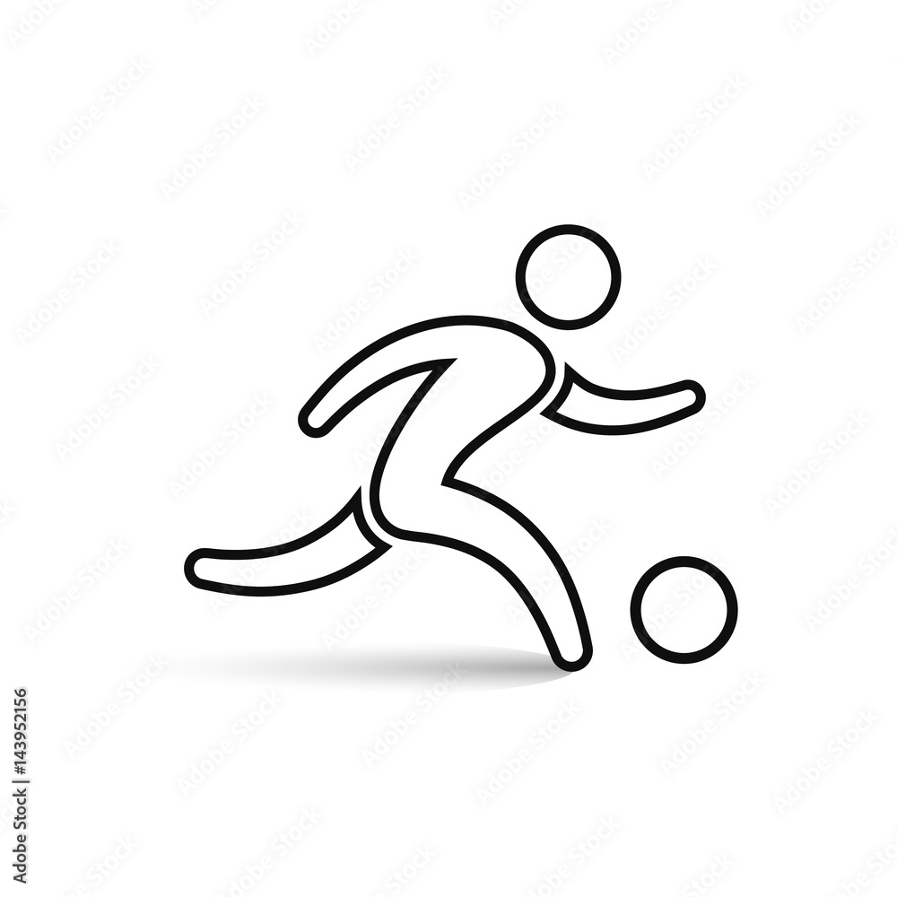 Soccer player icon outline symbol, vector isolated running football player. Soccer player icon outline symbol, vector isolated running football player.