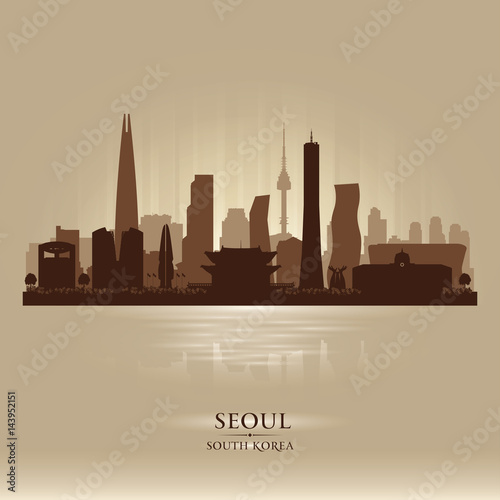 Seoul South Korea city skyline vector silhouette