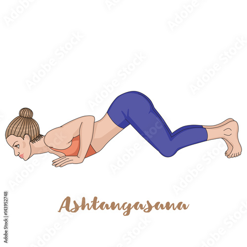 Women silhouette. Eight-Limbed Yoga Pose Ashtangasana photo