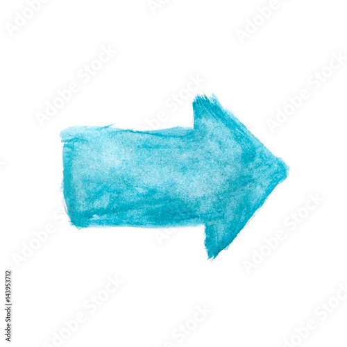 Watercolour blue painted arrow