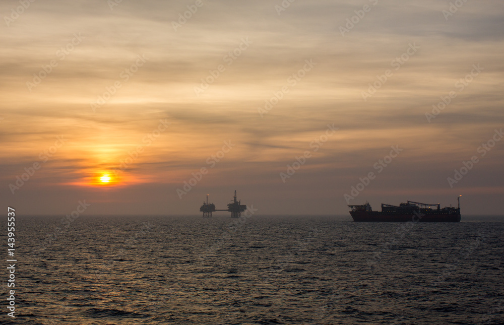 Oil Field In Sunset