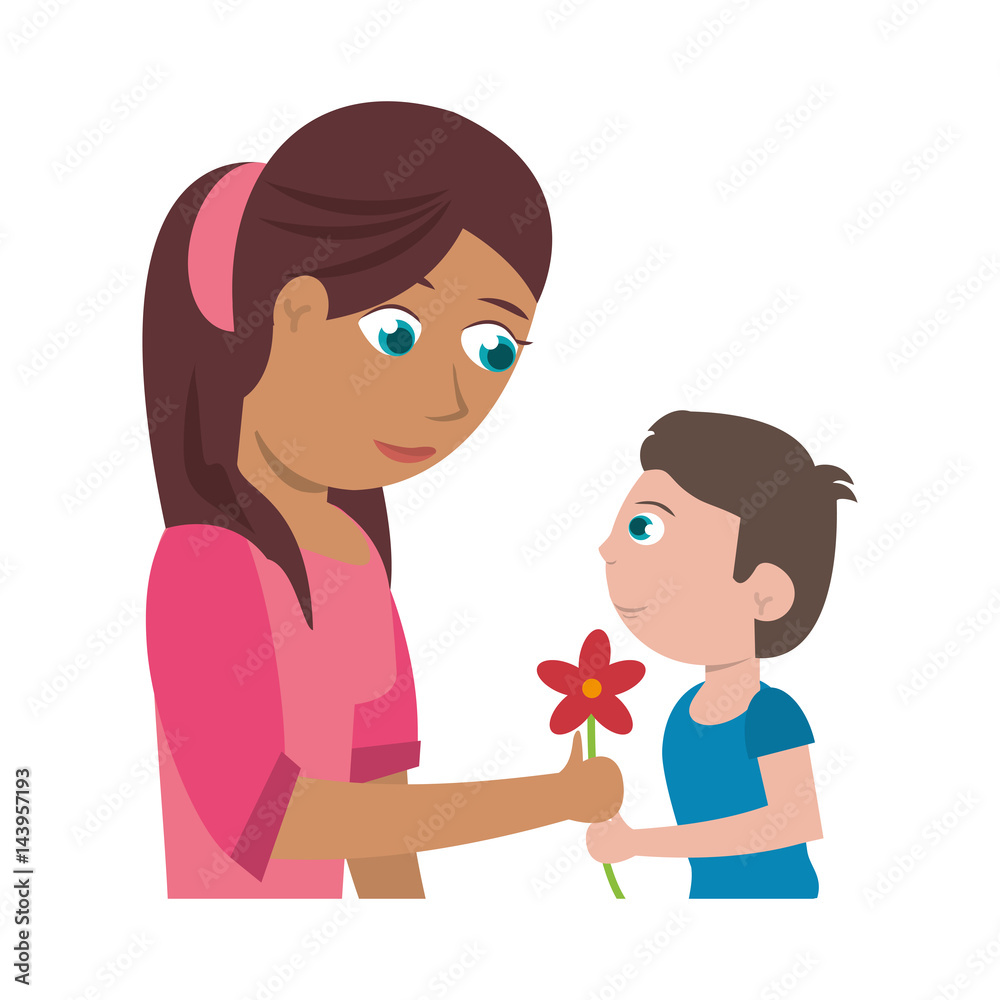 son give flower mother vector illustration eps 10 son give flower mother vector illustration eps 10