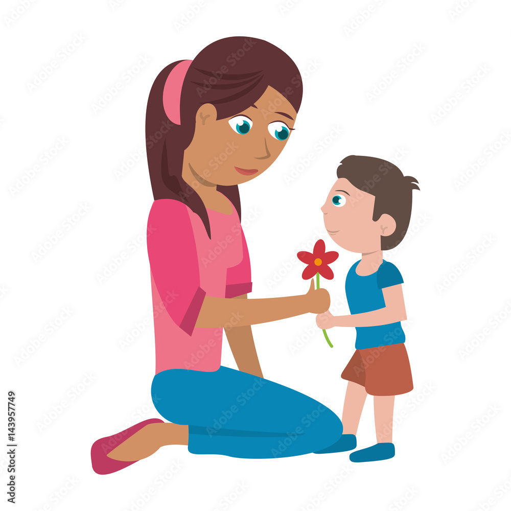 son give flower mother vector illustration eps 10 son give flower mother vector illustration eps 10