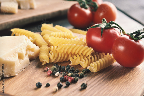 italian pasta with cheese tomatos and peppers
