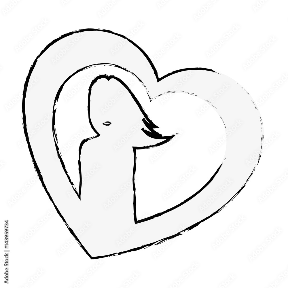 heart with woman silhouette