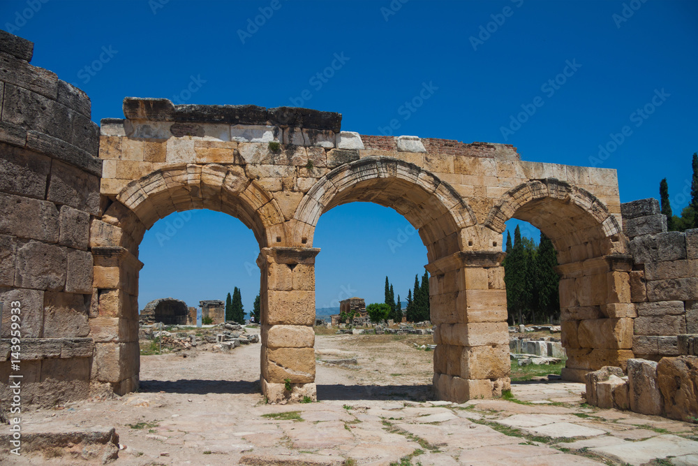 The gate of the Northem Necropolis of Hierapolis, Pamukkale, Turkey