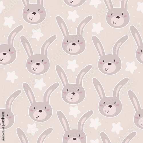 Seamless pattern with cute little bunny. vector illustration