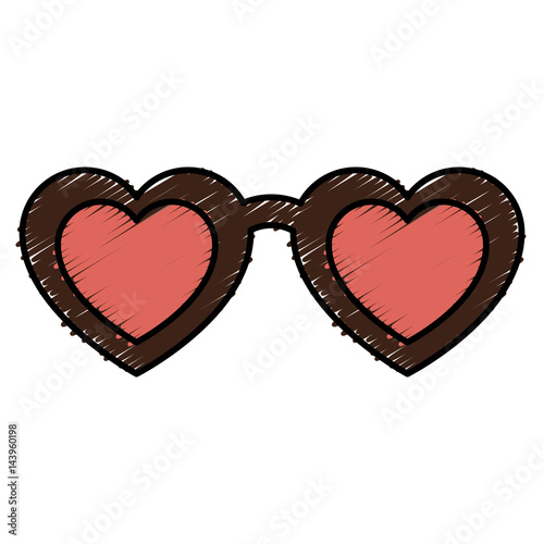 sunglasses with heart isolated icon