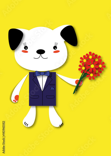 dog with flowers