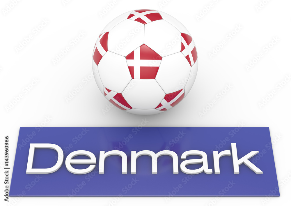 Fußball mit Flagge Denmark, Version 2, 3D-Rendering Fußball mit Flagge Denmark, Version 2, 3D-Rendering