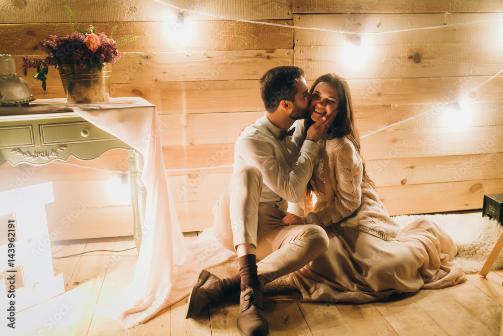 Naklejka premium Night rustic wedding