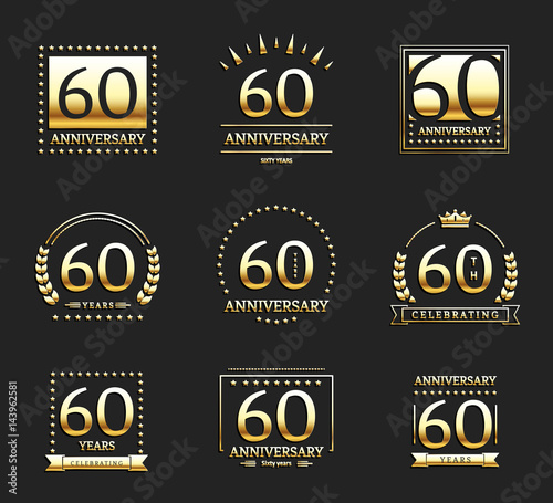 60 years anniversary logo set. Vector illustration.