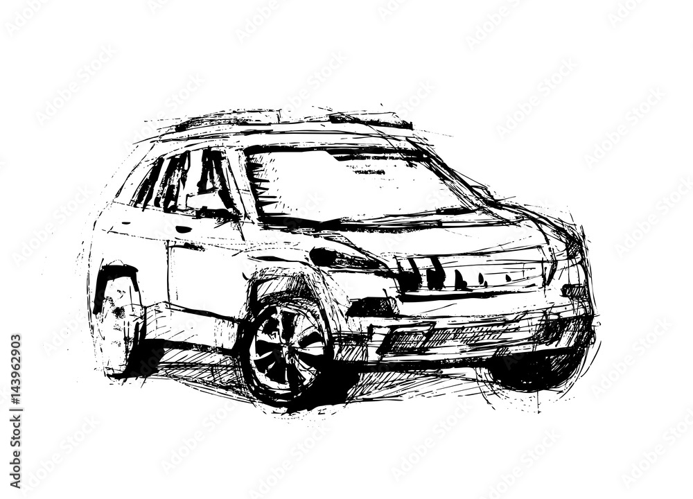 Fototapeta premium Hand Sketched Car