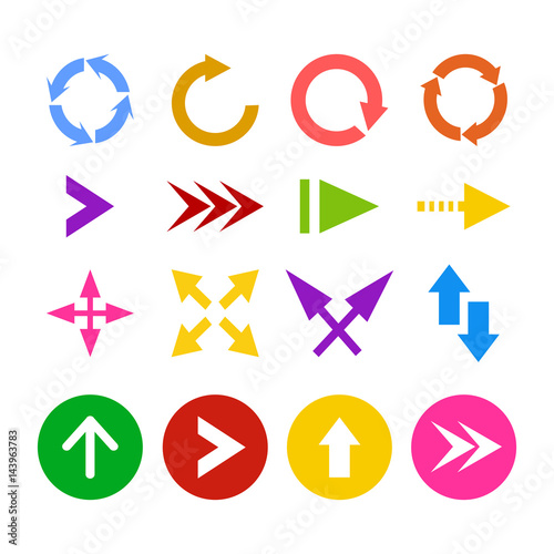 Arrow icon set symbol next cursor direction. photo