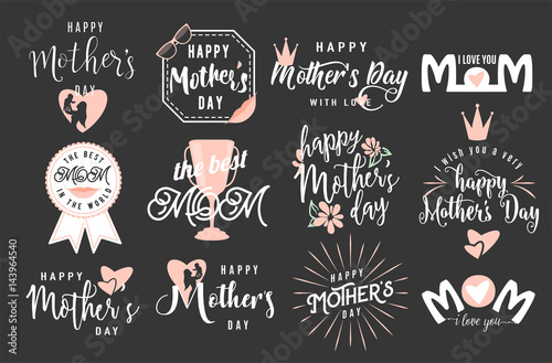 Vector illustration of logo set emblem for mother day greeting