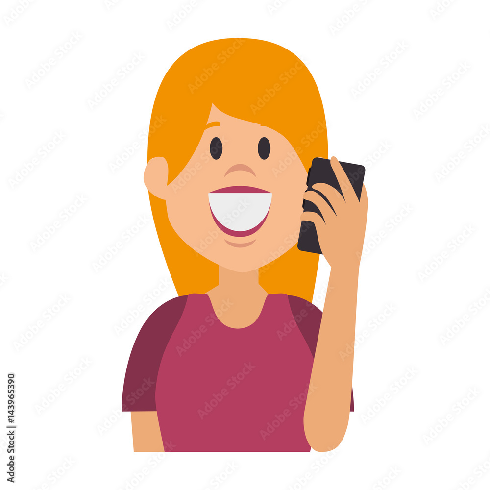 young woman with smartphone avatar character young woman with smartphone avatar character