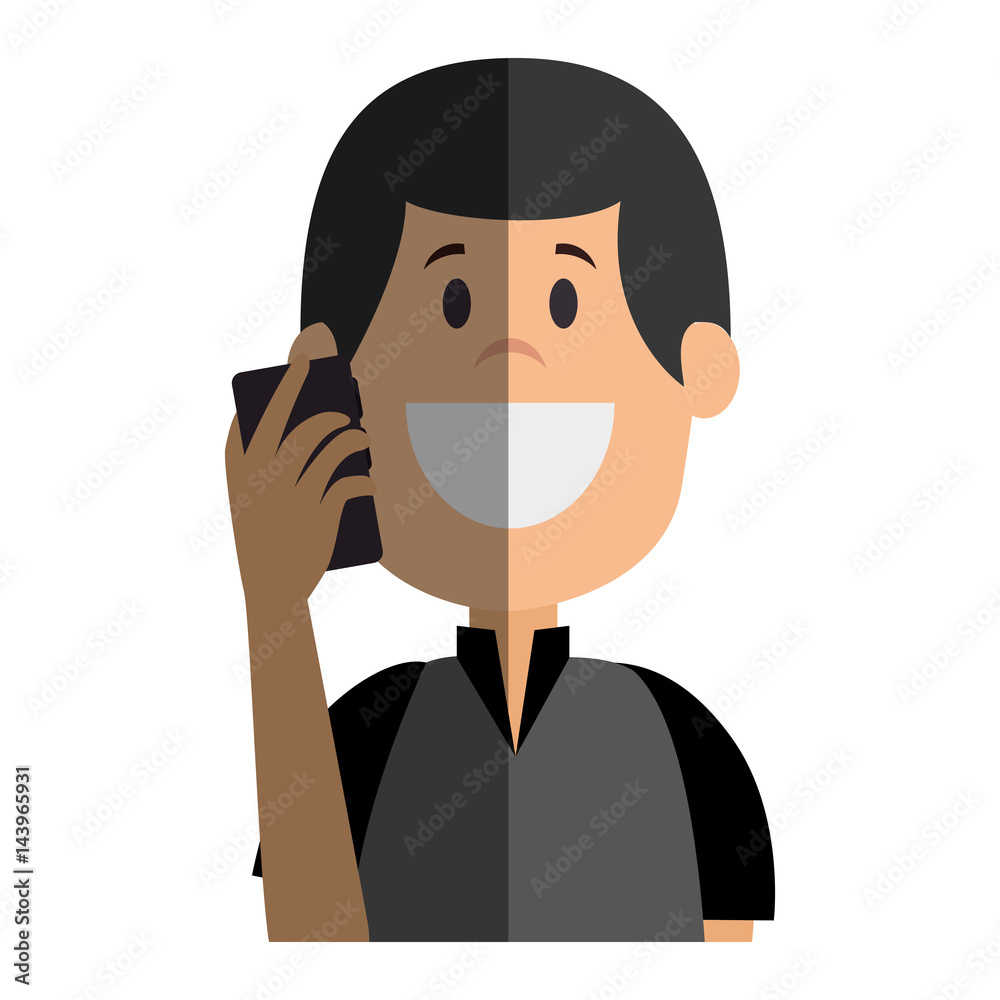 young man with smartphone avatar character young man with smartphone avatar character