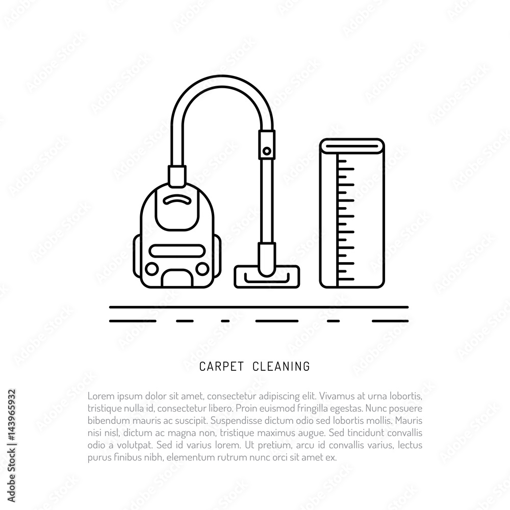 Linear vector illustration of a service on dry cleaning carpet banner