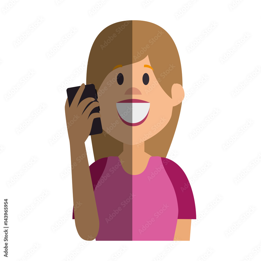 young woman with smartphone avatar character young woman with smartphone avatar character