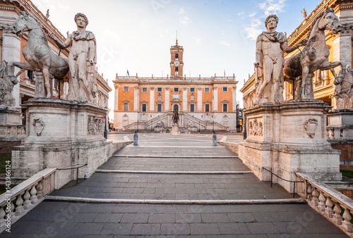 Capitolium Hill (Piazza del Campidoglio) in Rome, Italy. Rome architecture and landmark. Rome Capitolium is one of the main attractions of Rome, it was designed by Michelangelo photo