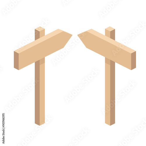 wooden arrow direction signs, road sign, vector illustration isolated on white background